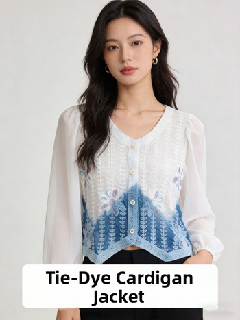 Csipkés kardigán etnikus stílusban, V-nyakú, harang alakú ujjak, anyag Tencel Lyocell, karcsúsított szabás