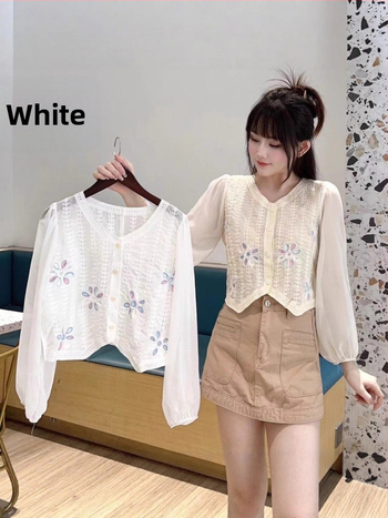 Csipkés kardigán etnikus stílusban, V-nyakú, harang alakú ujjak, anyag Tencel Lyocell, karcsúsított szabás