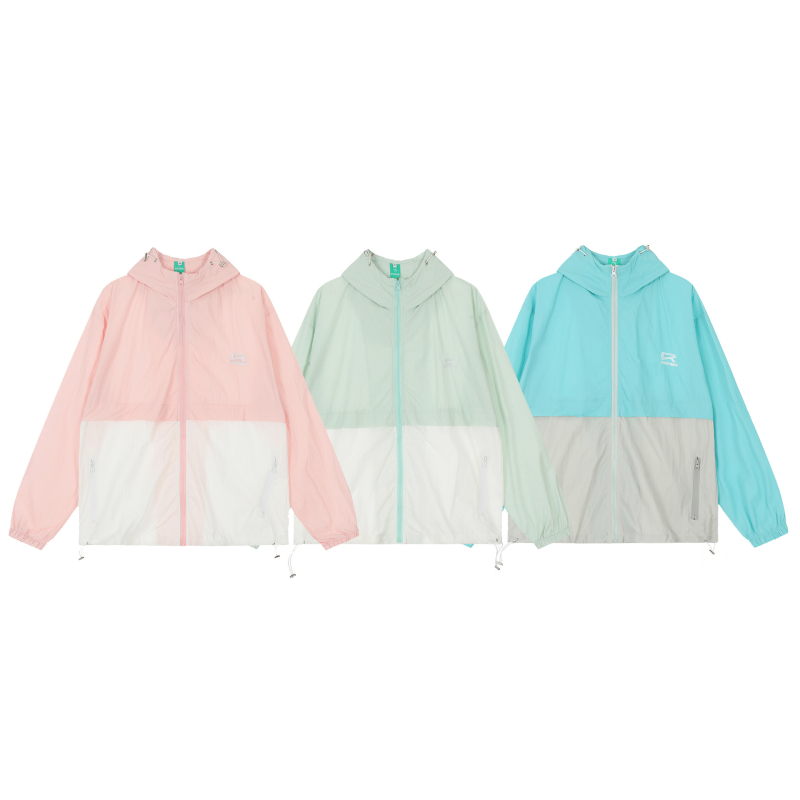 Nylon anyagú kapucnis napvédő kabát, laza szabás, hosszú ujjú, cipzáras, UPF 30+