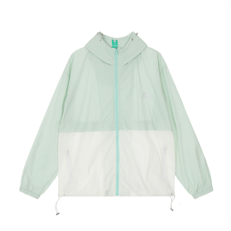 Nylon anyagú kapucnis napvédő kabát, laza szabás, hosszú ujjú, cipzáras, UPF 30+