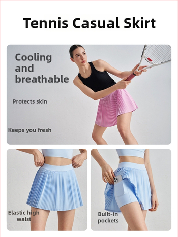 Плисирана пола с акордеонен дизайн, спортна бързосъхнеща и UV защита, Sz тъкан; 91% полиестер + 9% еластан (110 g) или 82% полиестер + 18% еластан (210 g)