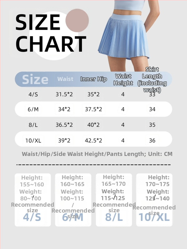 Akordeona plisuota svārki, ātri žūstoši, UV aizsardzība, Sz audums; 91% poliesters + 9% elastāns (110 g) vai 82% poliesters + 18% elastāns (210 g)