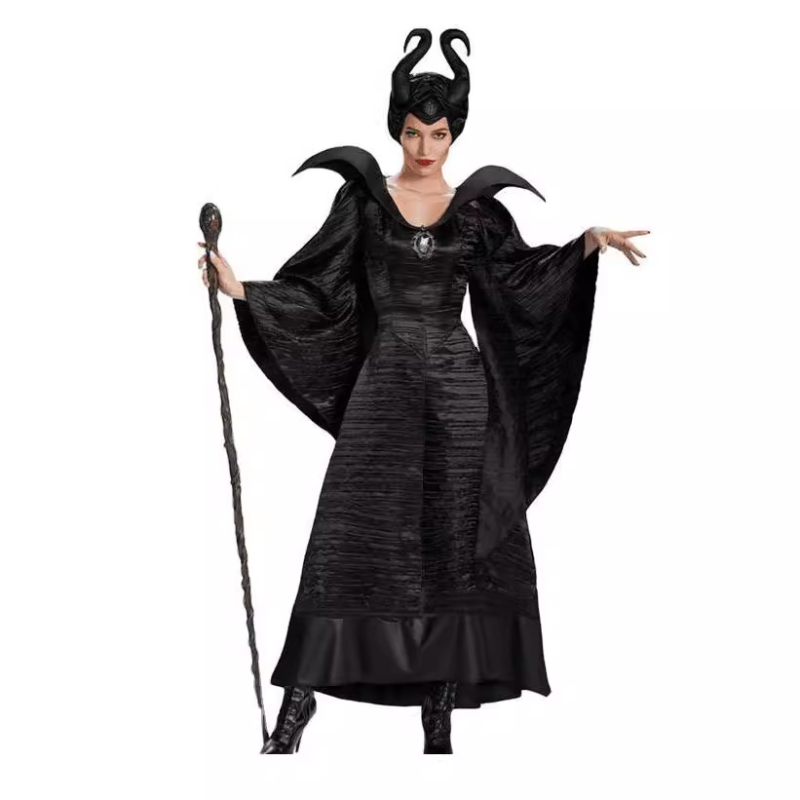 Kostim za Noć vještica: vještica, demon i vampir s motivom Maleficent za pozornicu; tkanina od pamukovo-mješavine s elastanom