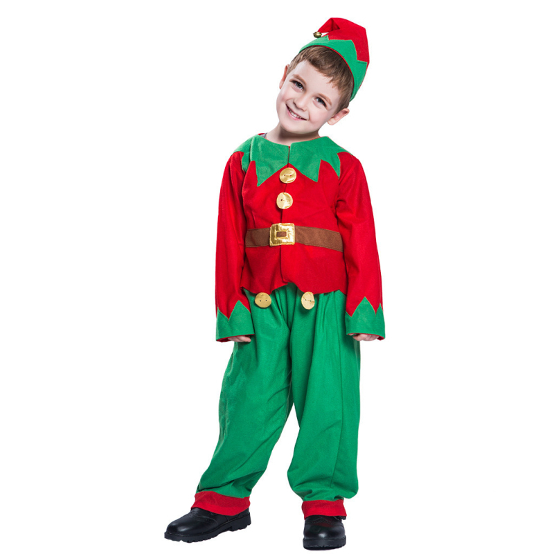 Set kostima božićnog vilenjaka za odrasle i djecu, crveno-zeleno, cosplay