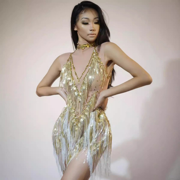 Rochie de dans cu franjuri pentru dansuri latine, swtao, țesătură Spandex, 90–95% conținut, lansare primăvara 2024