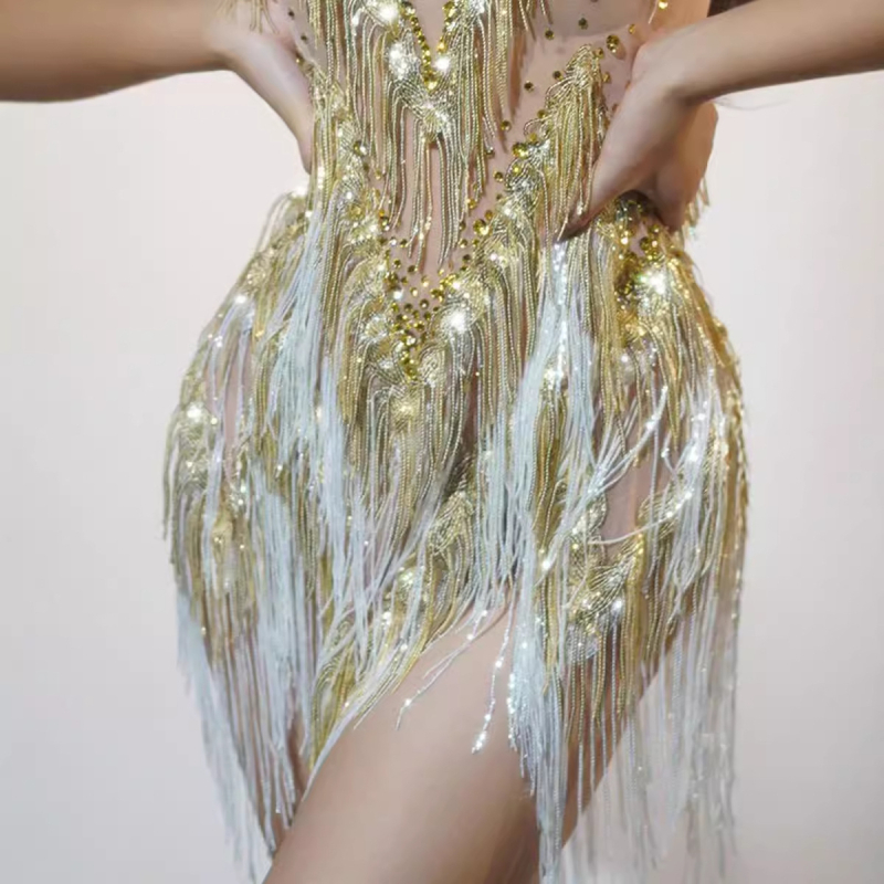 Rochie de dans cu franjuri pentru dansuri latine, swtao, țesătură Spandex, 90–95% conținut, lansare primăvara 2024