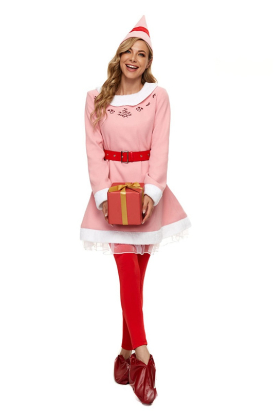 Cosplay kostim Božićnog elfa za roditelje i djecu - unisex, odrasli, mekana koža koze 95% + dlaka deve 60%