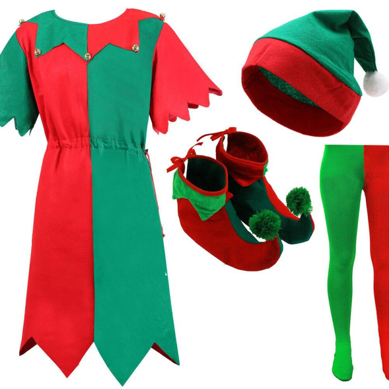 Cosplay kostim Božićnog elfa za roditelje i djecu - unisex, odrasli, mekana koža koze 95% + dlaka deve 60%