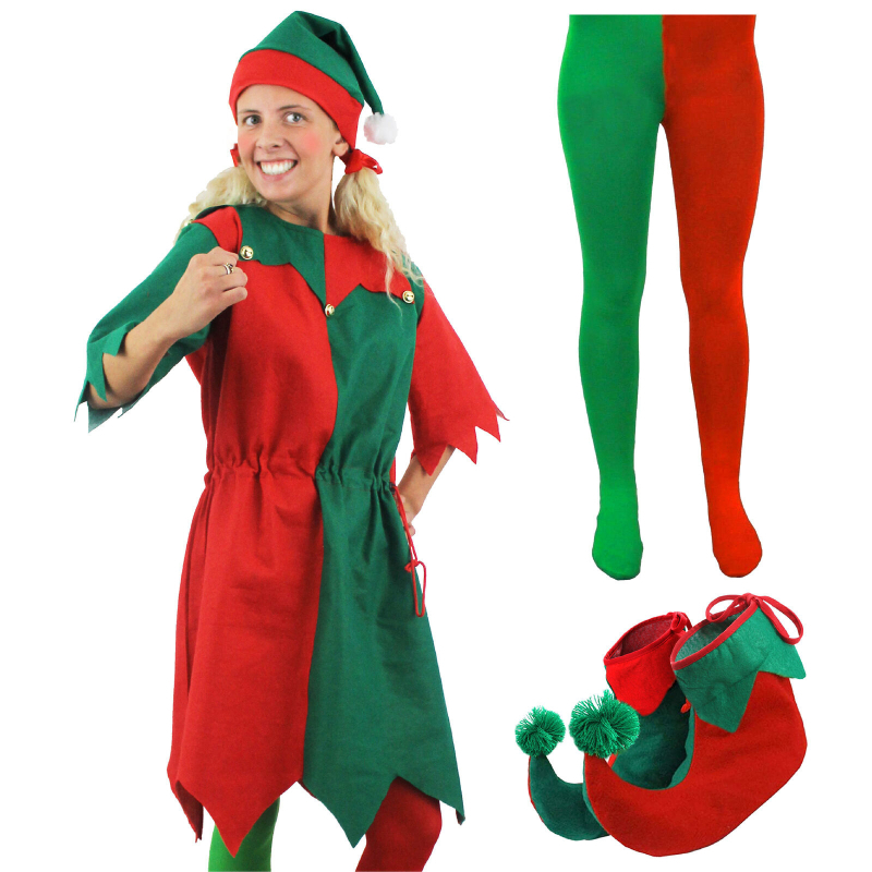 Cosplay kostim Božićnog elfa za roditelje i djecu - unisex, odrasli, mekana koža koze 95% + dlaka deve 60%