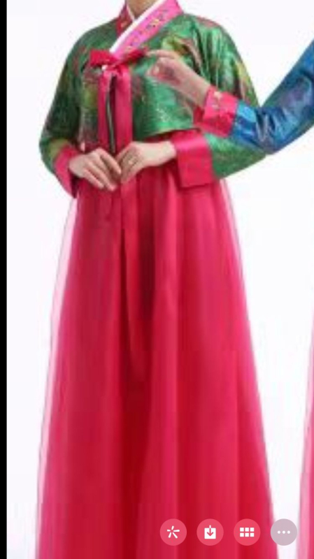 Ženski hanbok — pamukasto–mješani tkanina, glavna tkanina poliester, sekundarna tkanina lan, ljeto 2022, za uzrast 18–24