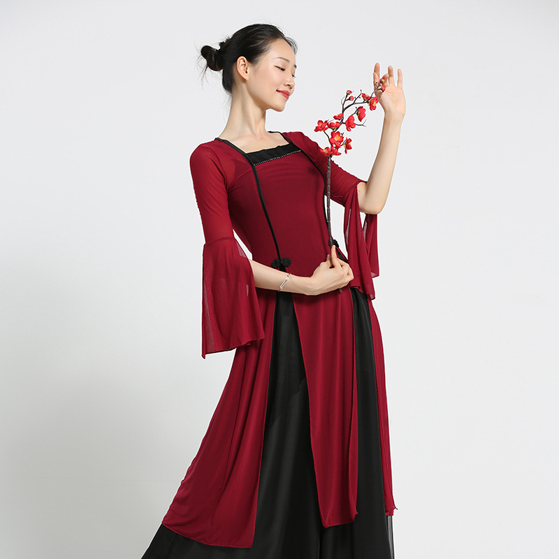 Han-Tang klasični kineski folklorni plesni kostim za žene na pozornici; osnovni materijali: 90% Spandex i 90% mreža; podstava mreža 90%
