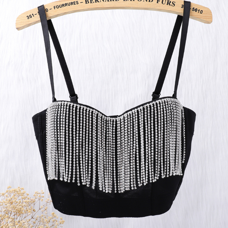 Montisha Donje rublje za oblikovanje Belly Dance s lancem resica i dijamantnim perlicama, kratki stražnji izrez, Milk Silk, acetat 80–90%, Spandex <30%, za žene, jesen 2023