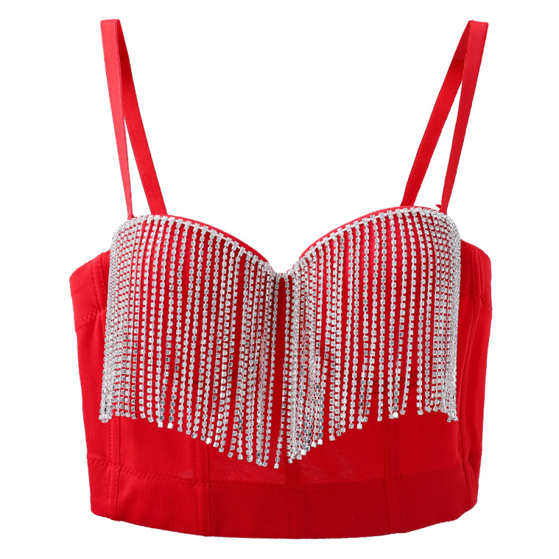 Montisha Donje rublje za oblikovanje Belly Dance s lancem resica i dijamantnim perlicama, kratki stražnji izrez, Milk Silk, acetat 80–90%, Spandex <30%, za žene, jesen 2023