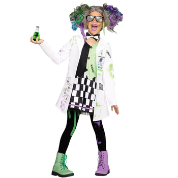 Halloween őrült tudós cosplay jelmez színpadi játékhoz - Uniszex, poliészter anyag 80-90%