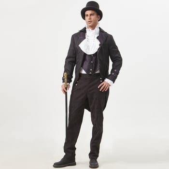 Gotički vampirski smoking za cosplay | Jacquard tkanina; glavni materijal: poliester 80–90%; sekundarni poliester <30%; unisex; za dramske predstave