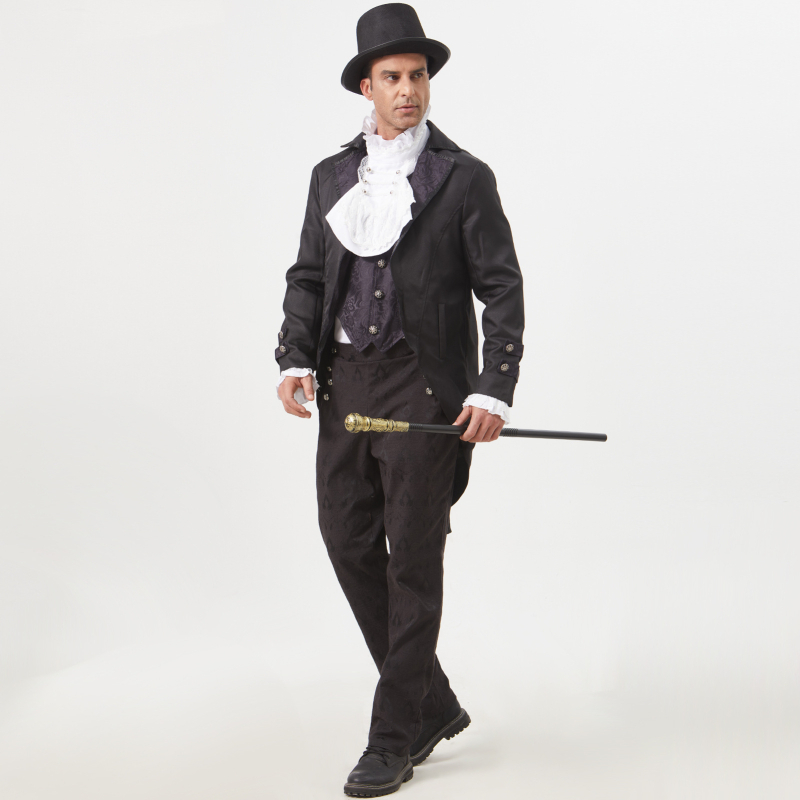 Gotički vampirski smoking za cosplay | Jacquard tkanina; glavni materijal: poliester 80–90%; sekundarni poliester <30%; unisex; za dramske predstave