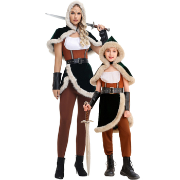 Srednjovjekovni Viking – tamni ratnički cosplay kostim za ženu lovkinju