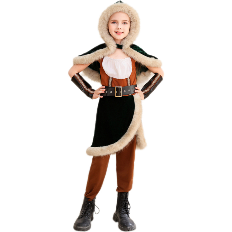Srednjovjekovni Viking – tamni ratnički cosplay kostim za ženu lovkinju