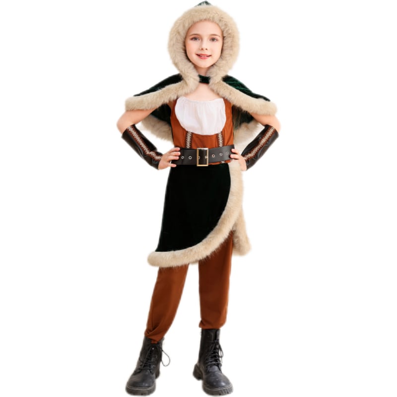 Srednjovjekovni Viking – tamni ratnički cosplay kostim za ženu lovkinju
