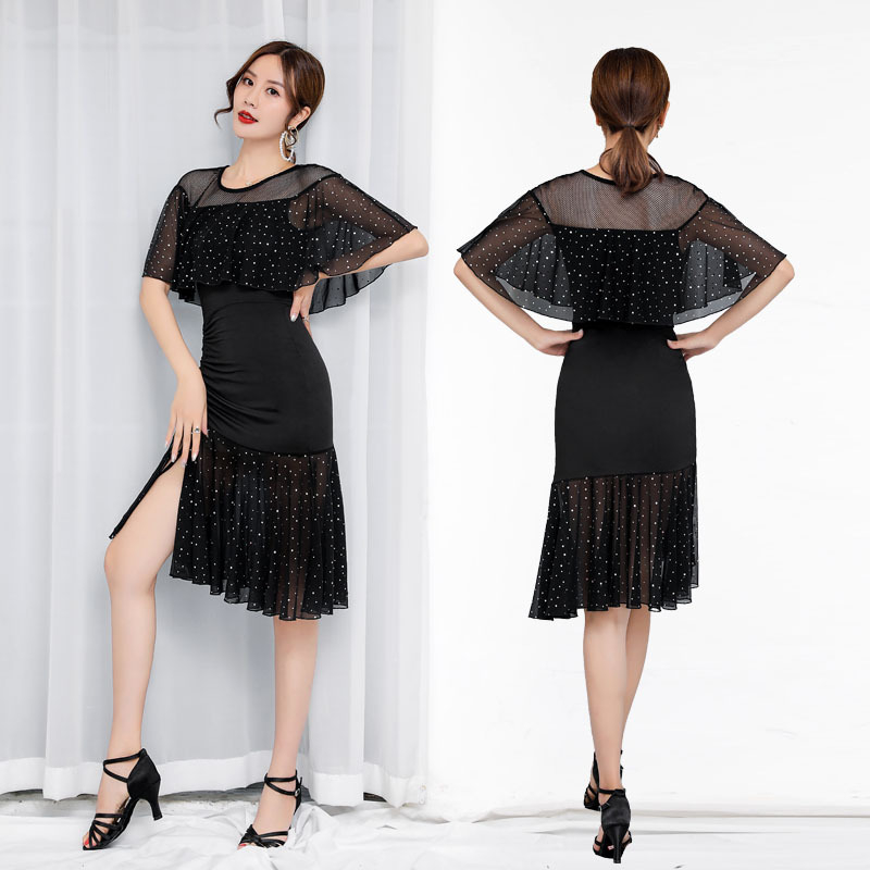 Ženski set za latino ples s kratkim rukavima, pamuk-poliester mješavina, ljeto 2023
