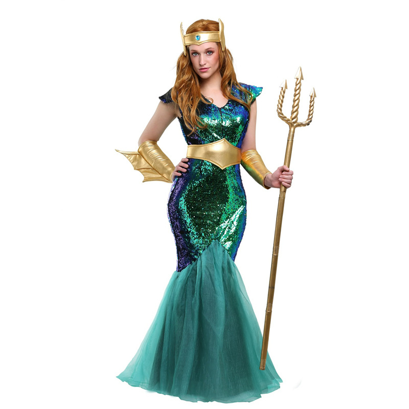 Halloween kostim za odrasle – unisex pozornica haljina s temom Kralja mora i Princeze sirene; Marka: Hmm hmm; Materijal: poliester; Glavna tkanina: poliester vlakno; Namjena: pozornica; Izdanje: proljeće 2025.
