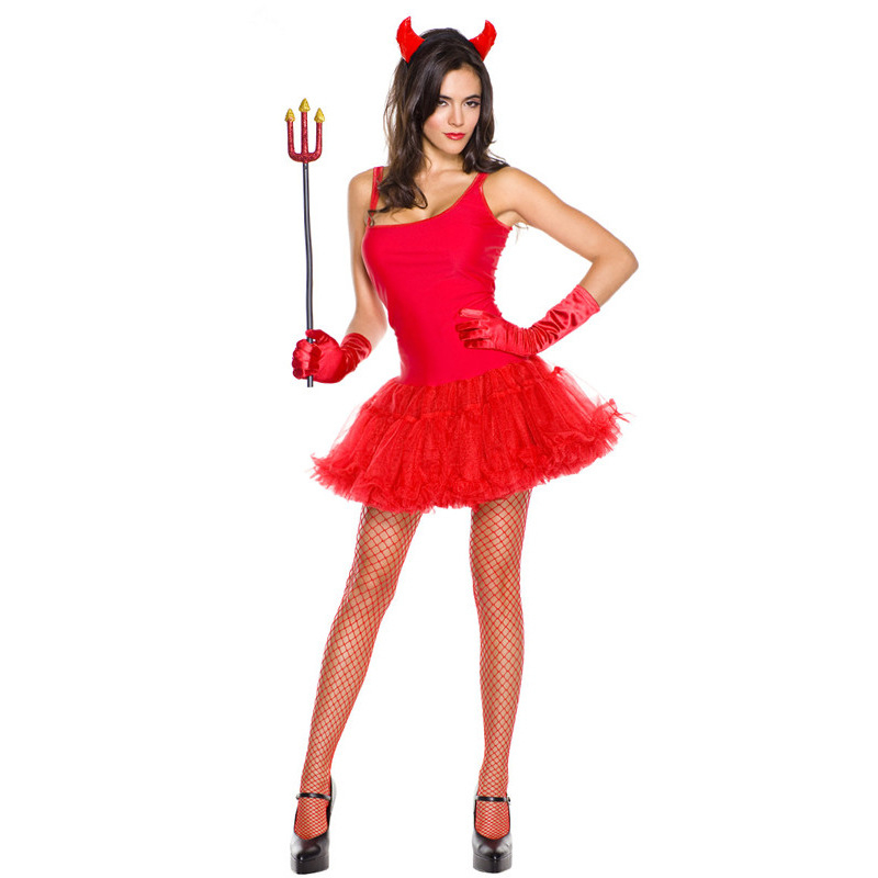 Cosplay kostim za Halloween za žene – Set demonske haljine za igranje uloga/animacije, jednobojni uzorak, mješavina tkanine (35% elastan, 30% pamuk, podstava 25% akril)