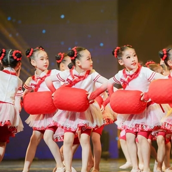 Dječji kostim za folklorni ples s lampionskom rekvizitom, kineskog stila, proljeće 2025, unisex, za djecu do 17 godina