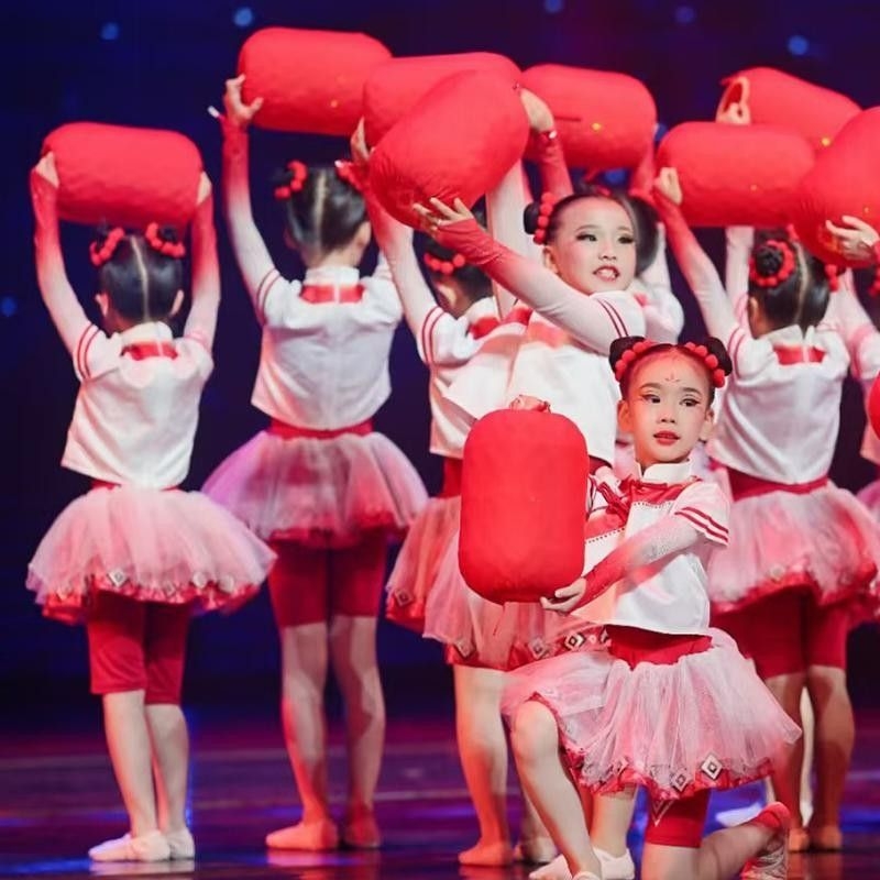 Dječji kostim za folklorni ples s lampionskom rekvizitom, kineskog stila, proljeće 2025, unisex, za djecu do 17 godina