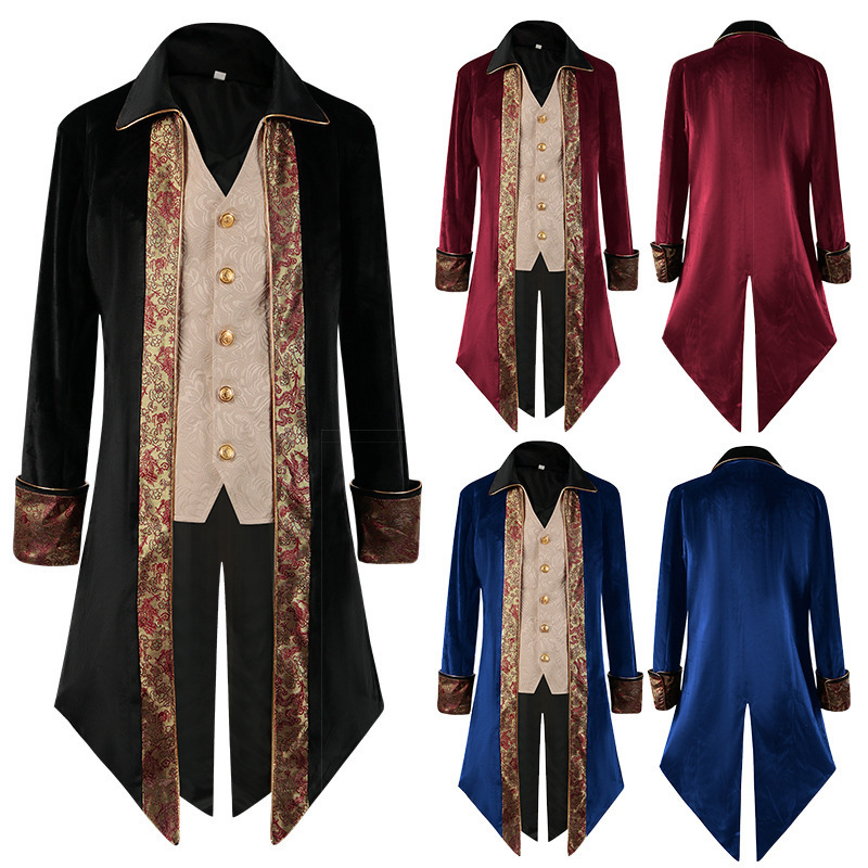 Muški kaput u stilu steampunk srednjovjekovni frock coat gotičko-viktorijanski, u tri boje