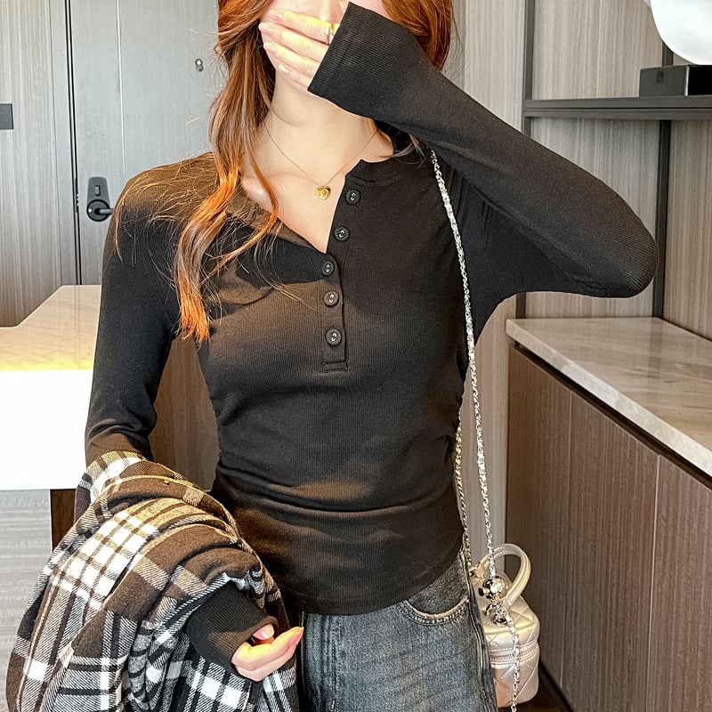 Удебелен модален топ с дълги ръкави, кръгло деколте, тесен силует, смес вискоза-спандекс