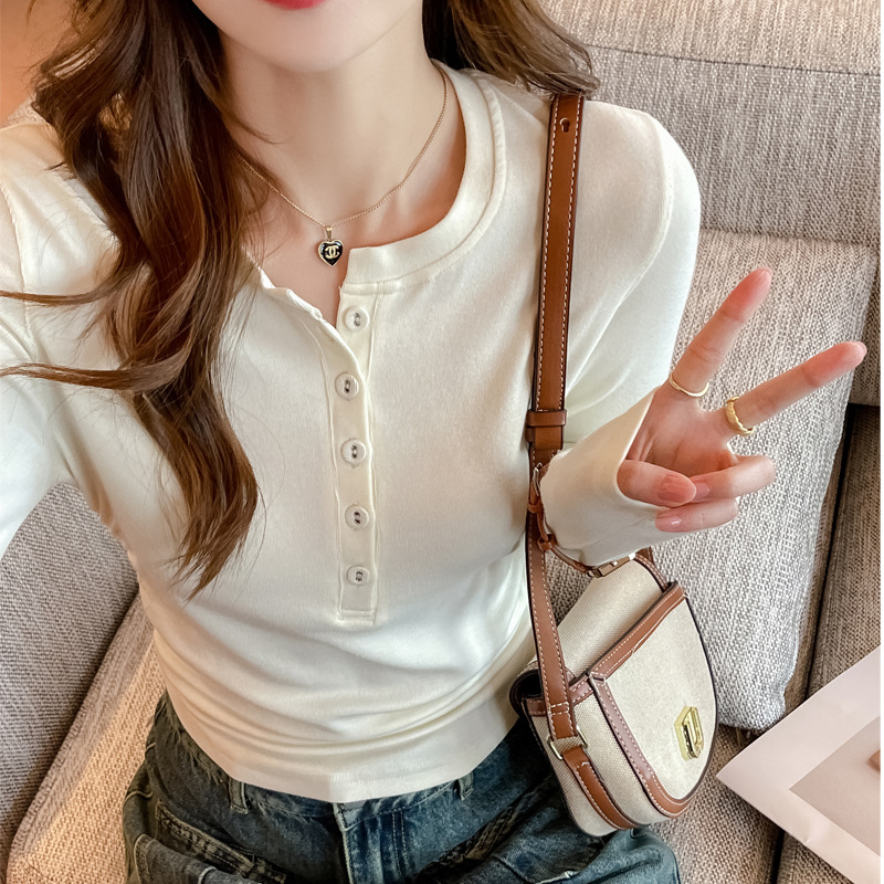 Удебелен модален топ с дълги ръкави, кръгло деколте, тесен силует, смес вискоза-спандекс