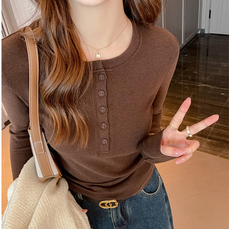 Удебелен модален топ с дълги ръкави, кръгло деколте, тесен силует, смес вискоза-спандекс