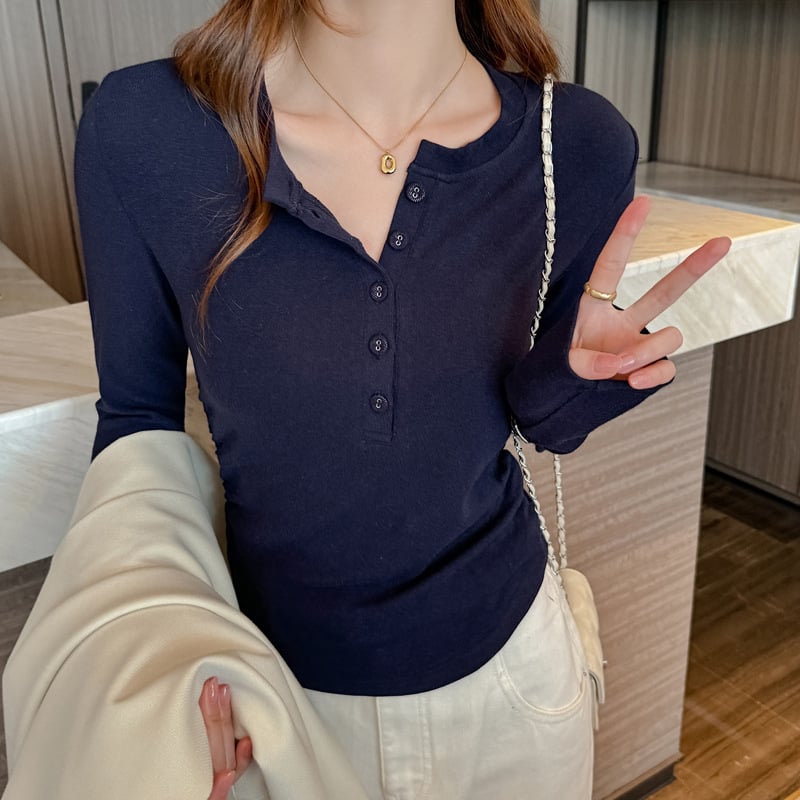 Удебелен модален топ с дълги ръкави, кръгло деколте, тесен силует, смес вискоза-спандекс