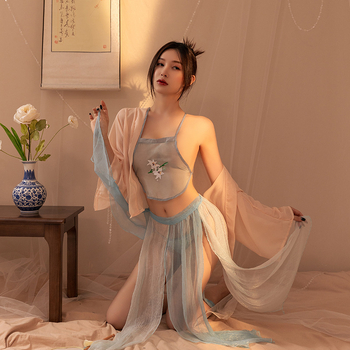 Prozirno seksi donje rublje s Hanfu vezom, Cheongsam stil, poliester 80–90%