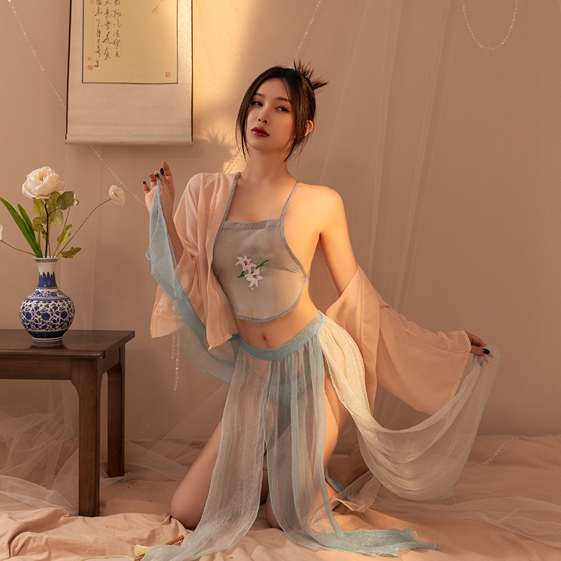 Prozirno seksi donje rublje s Hanfu vezom, Cheongsam stil, poliester 80–90%