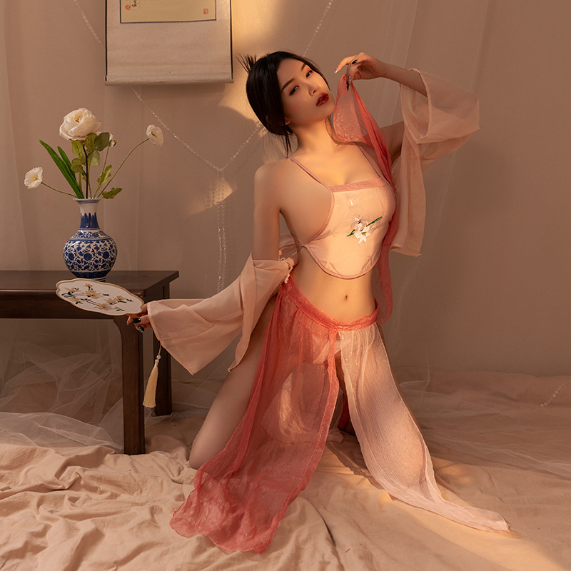 Prozirno seksi donje rublje s Hanfu vezom, Cheongsam stil, poliester 80–90%