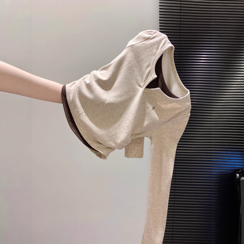 Ženska majica s dugim rukavima i okruglim izrezom, uski kroj, Derong tkanina (poliester + modal), izšiven geometrijski uzorak, elegantan stil, velike veličine