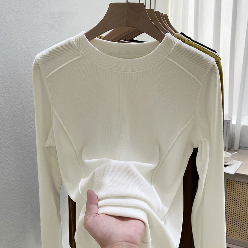 Ženski T-shirt s dugim rukavima, De Velvet tkanina, uski kroj, geometrijski uzorak, 90-95% poliester
