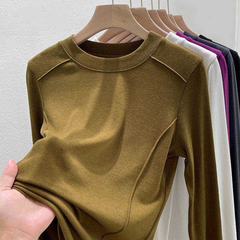 Ženski T-shirt s dugim rukavima, De Velvet tkanina, uski kroj, geometrijski uzorak, 90-95% poliester