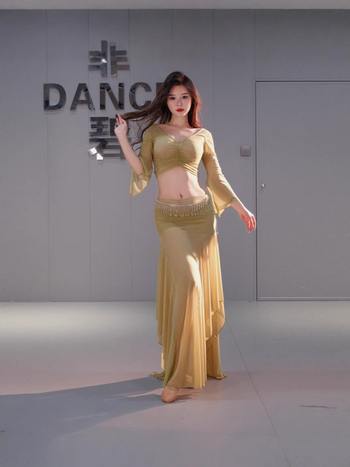 Vježbana haljina za belly dance – set, proljeće 2025, tkanina Water Yarn, glavna tkanina Drugo, udio 30–50%, Elegantni stil, Svježe i slatko