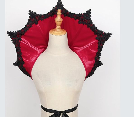 Baršunasti viktorijanski gotički vampirski ogrtač s ovratnikom za cosplay, za žene, mješavina pamuka (30–50% pamuk; 50–70% regenerirane celulozne vlakna), proljeće 2025