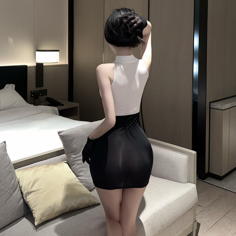 Plus-size seksi haljina sekretarice s dekolteom i uskom mini suknjom, uredski stil