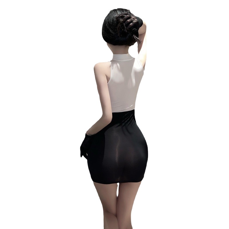 Plus-size seksi haljina sekretarice s dekolteom i uskom mini suknjom, uredski stil