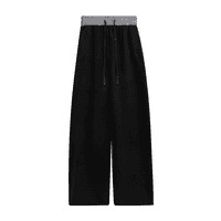 Ženske sportske hlače s fleece podstavom, pamuk-poliester smjesa (50–70% pamuka, 30–50% poliestera), visok pojas, straight/opušten kroj, zimska sezona 2025