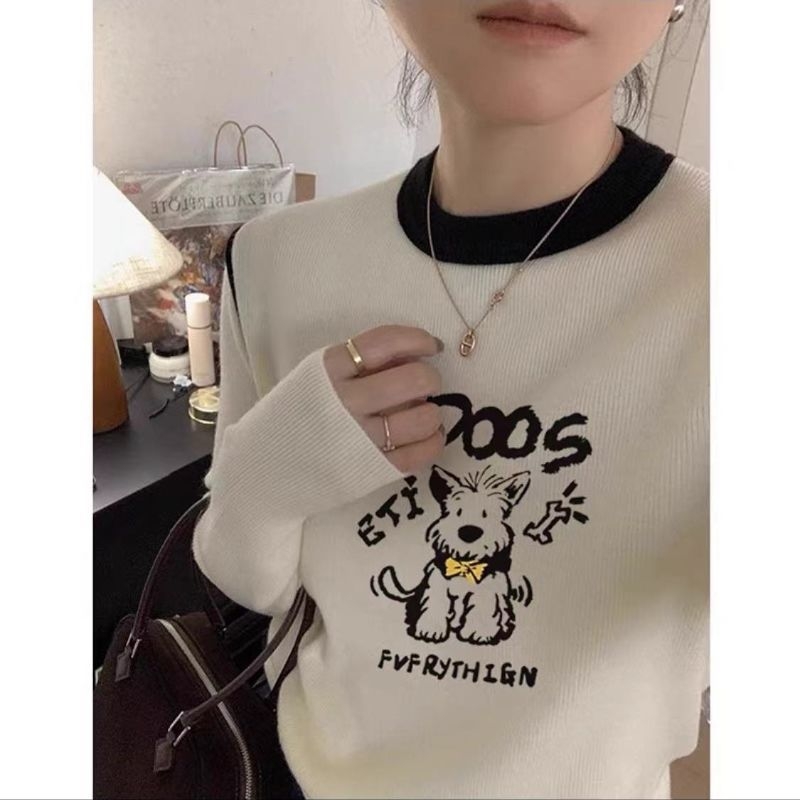 Derong Otisnuti brušeni temeljni top, topla unutarnja boja, debeli jesensko-zimski dugi rukav ženski T-shirt s okruglim izrezom