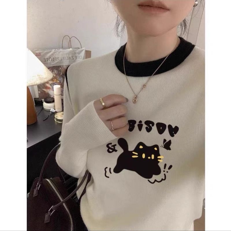 Derong Otisnuti brušeni temeljni top, topla unutarnja boja, debeli jesensko-zimski dugi rukav ženski T-shirt s okruglim izrezom
