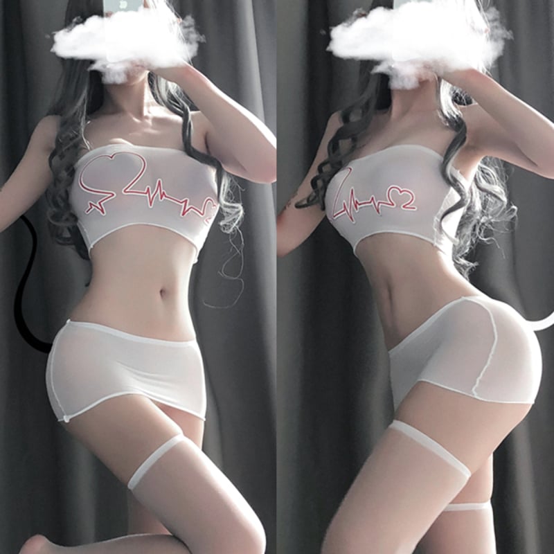 Plus-size seksi korzet set s prozirnom suknjom, čarapama i bodijem