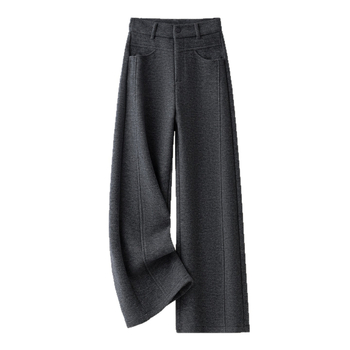 Женски широки панталони с висока талия, полиестер-вълнена смес (50-70% полиестер), микроеластичност, без гладене, зима 2025
