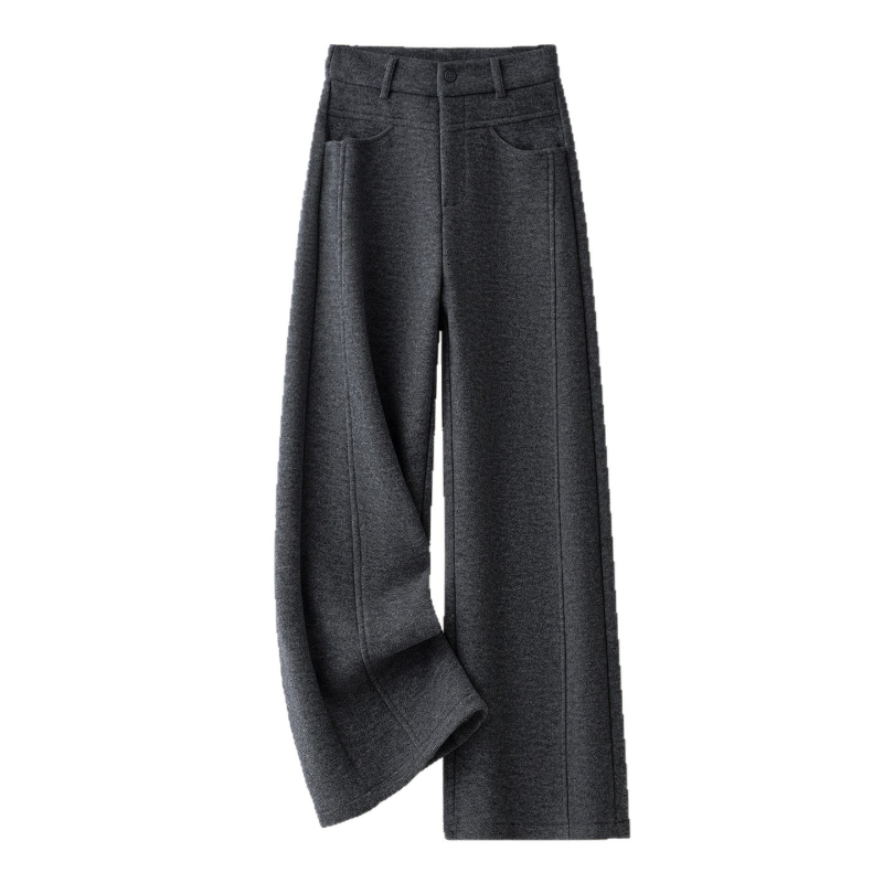 Женски широки панталони с висока талия, полиестер-вълнена смес (50-70% полиестер), микроеластичност, без гладене, зима 2025