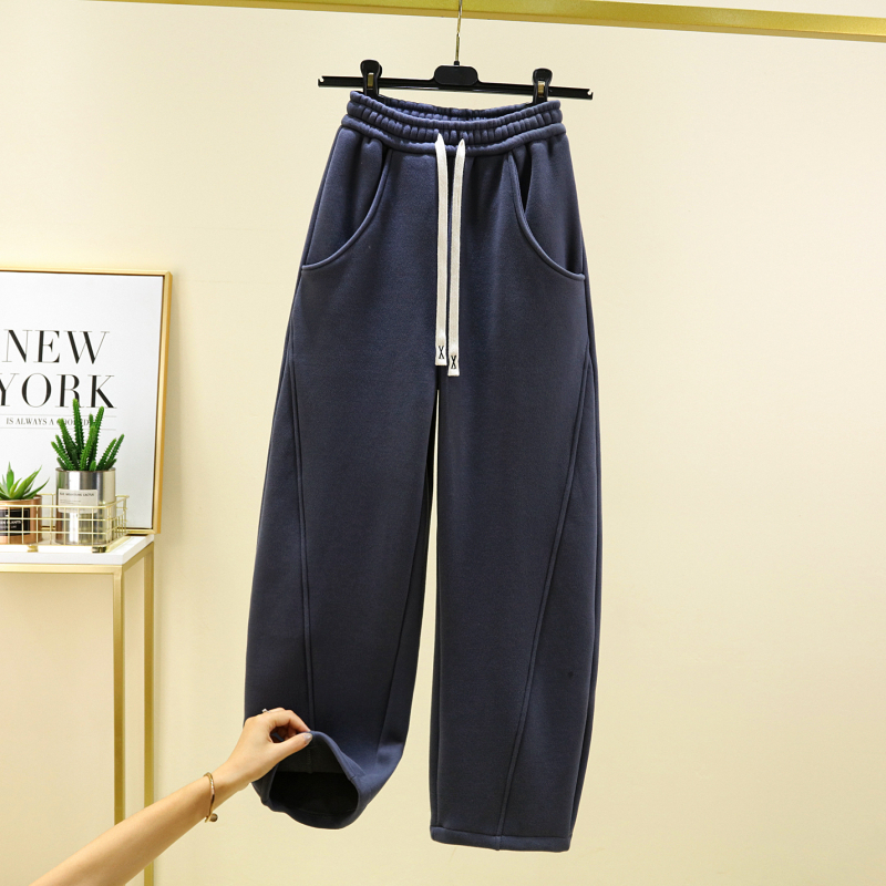Ženske Banana hlače od New Oxygen Cotton – jesen/zima, s flis podstavkom, široke ravne kroje, udobne tople hlače